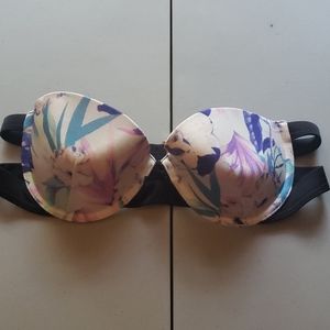 Purple Palm Tree Print Bandeau Bikini Top
